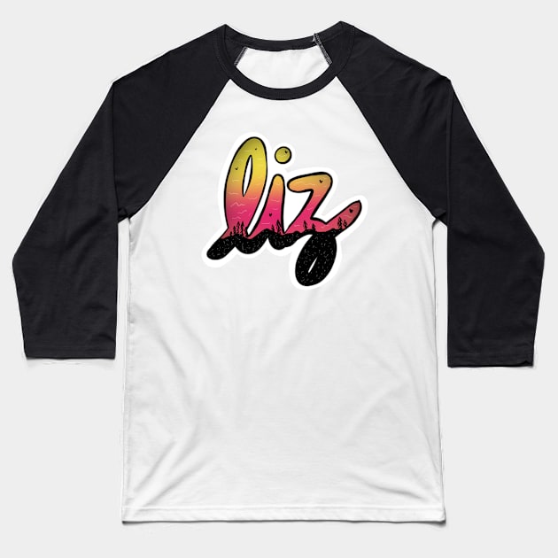 Sunset Liz Baseball T-Shirt by lizzyad